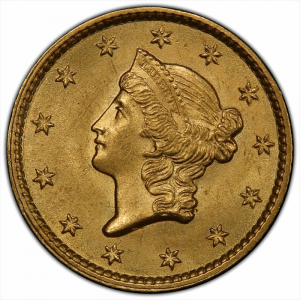 1853 G$1 PCGS MS 65 CAC